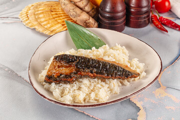 Smoked eel in unagi and steamed rice