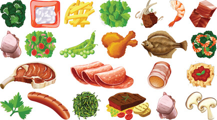 Set of fresh food ingredients 