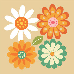 Colorful floral illustration with cheerful daisies and blooming petals on a soft pastel background