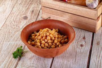 Boiled chickpea beans in the bowl