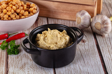 Natural organic homemade chickpea hummus