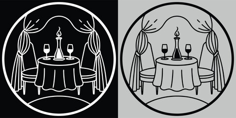 Romantic candlelit dinner setting with champagne glasses