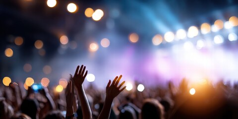 Fototapeta na wymiar Exciting Live Concert with Enthusiastic Crowd