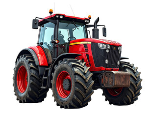 Obraz premium Big Powerful Agricultural Tractor, Isolated on transparent or white backgrounds
