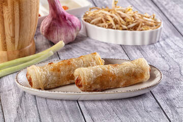 Vietnamese traditional nem roll with meat