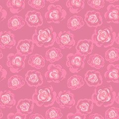 Seamless vector floral pattern with hand drawn soft abstract roses on a pastel pink background. Bold and romantic design perfect for fabric, wallpaper, packaging, and surface prints