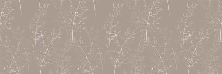 Seamless vector pattern with delicate botanical stems and fine branches on a light beige background. Elegant and minimalistic nature ornament design for textiles, wallpapers, packaging, stationery