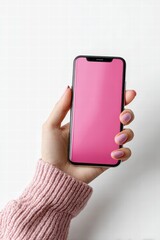 Sleek Modern Smartphone with Pink Screen Display
