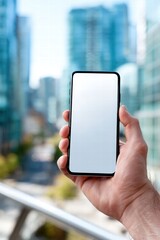 Modern Smartphone with Clear Display in Urban Environment