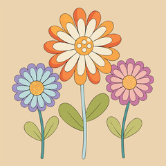 Colorful floral illustration with cheerful daisies and blooming petals on a soft pastel background