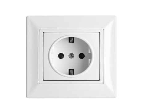 Outlet with a plug on a wall, Isolated on transparent or white backgrounds