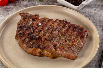 Grilled rib eye beef steak