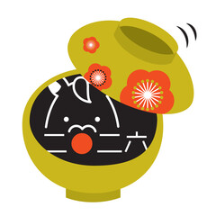 2026年の馬の顔の描かれたお椀　午年