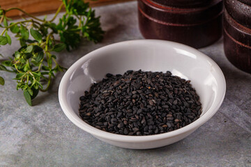 Black raw dry sesame seeds
