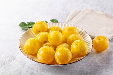 Ripe sweet fresh yellow plum