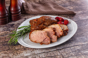 Baked pork sirloin with cornus