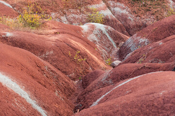 Cheltenham Badlands Ontario Canada, Unique Red Rock Landscape and Rolling Hills