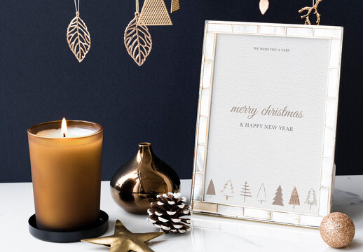 Elegant Holiday Greeting Card Frame Mockup PSD