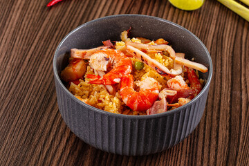 Asian fried rice with seafood