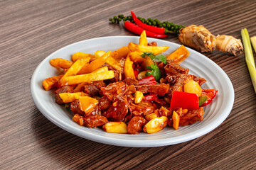 Roasted beef meat with vegetables