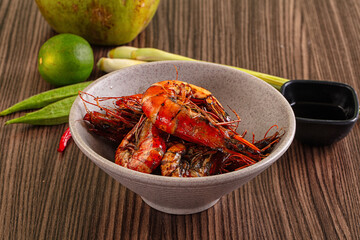 Roasted tiger prawns with garlic