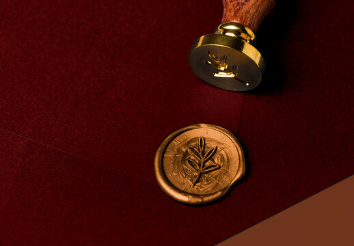 Elegant Wax Seal On Envelope Mockup PSD