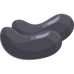 Two Dark Gray Kidney Bean Shapes With Smooth Texture And Subtle Highlight Effects Against A Transparent Background