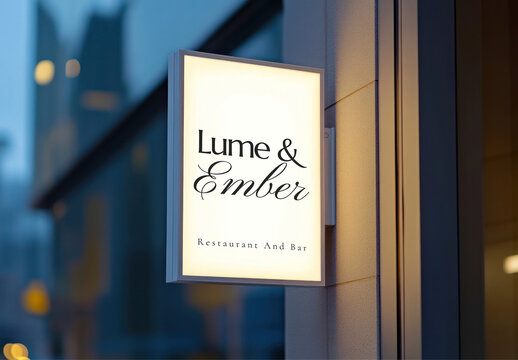 Modern Restaurant Sign Mockup PSD