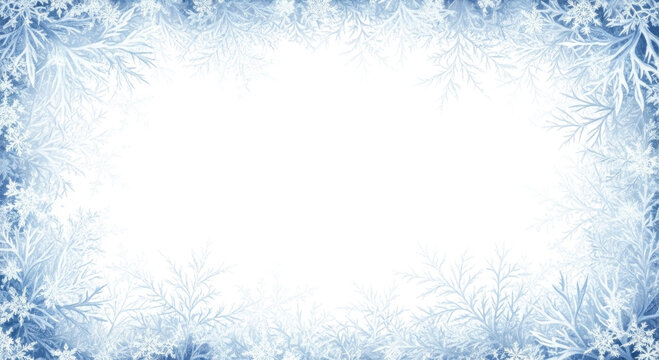 Frosty ice frame border transparent background cutout png