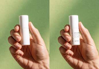 Sunscreen Stick In Hand Mockup PSD