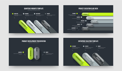 Creative Growth 4 5 2 3 Element Diagram Presentation Template Bundle. Project Strategy Four Five Two Three Option Infographic Slide Design Vector Illustration Collection.