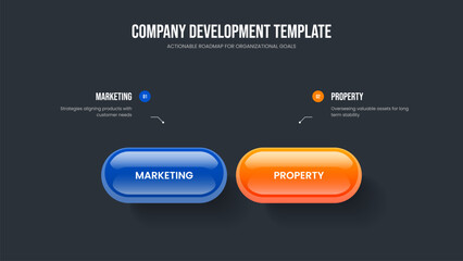 Digital Profile 2 Option Infographic Frame Layout. Advertising Analysis Slideshow Design Vector Illustration. Project Introduction Two Element Diagram Slide Template.