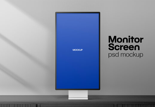 Vertical Monitor Screen Mockup PSD