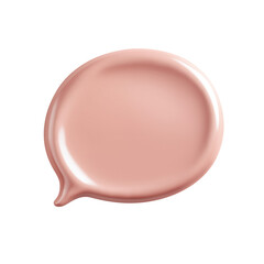 Cosmetic bubble speech with sides and empty space inside. Glaze 3d element of foundation cream or tinted moisturiser. Liquid oval texture isolated on transparent background