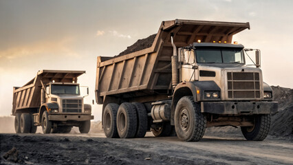 dump truck on the road. cargo transportation