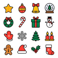 Fototapeta premium Fun Christmas Ornaments Icons of Diversity