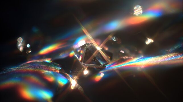 Abstract light effects rainbow colors reflecting and refracting in dark setting