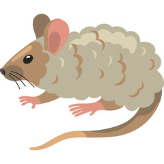 A Cute Cartoon Mouse Character Wearing a Fluffy Cream Colored Sweater Standing Against a White Background