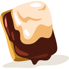 A Delicious Chocolate Covered Marshmallow Treat on a Golden Graham Cracker Base With a Softly Blurred Shadow On A White Background