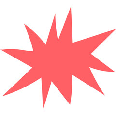 A Bright Red Starburst Shape with Sharp Points on a White Background