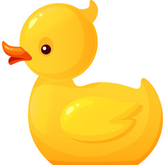 A Cheerful Yellow Rubber Duck Bathtub Toy Floats In Water During Bath Time With A Simple Transparent Background