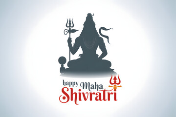Fototapeta premium hindu festival card for maha shivratri with shiva silhouette and soft clouds
