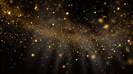 Fototapeta premium Abstract golden glitter background with bokeh effect and light rays