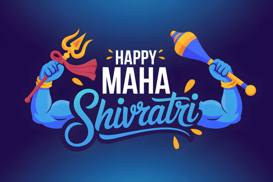 festive shivratri banner with decorative lettering and hindu symbols