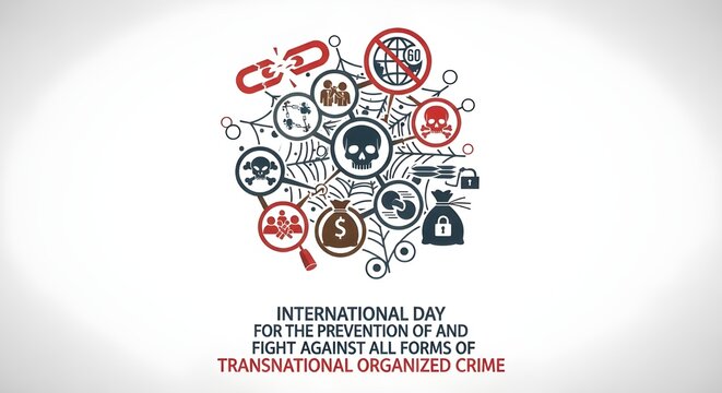Join the global fight against organized crime with this powerful illustration, promoting safety, justice, and awareness for a better future worldwide