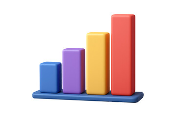 Business Analytics 3D Bar Graph Isolated on a Transparent Background