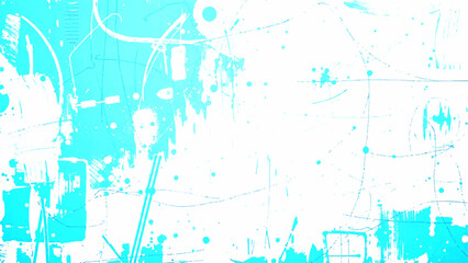 Abstract Aqua Blue Digital Grunge and Celestial Dynamic Heavy, Splattered Paint Brushstrokes and Drips. Raw Artistic Expression with Modern, Cool-Toned, and Energetic design