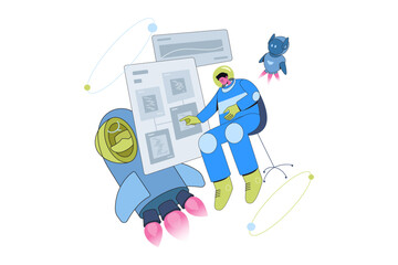 AI Astronaut Data Visualization Illustration
