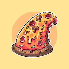Slice Pizza vector illustration. Fast Food Pizza logo design. Junk Food Suitable for food, drink, and snack Design