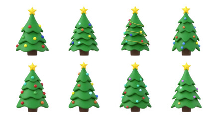 Fototapeta premium Set of christmas trees with transparent background cutout png